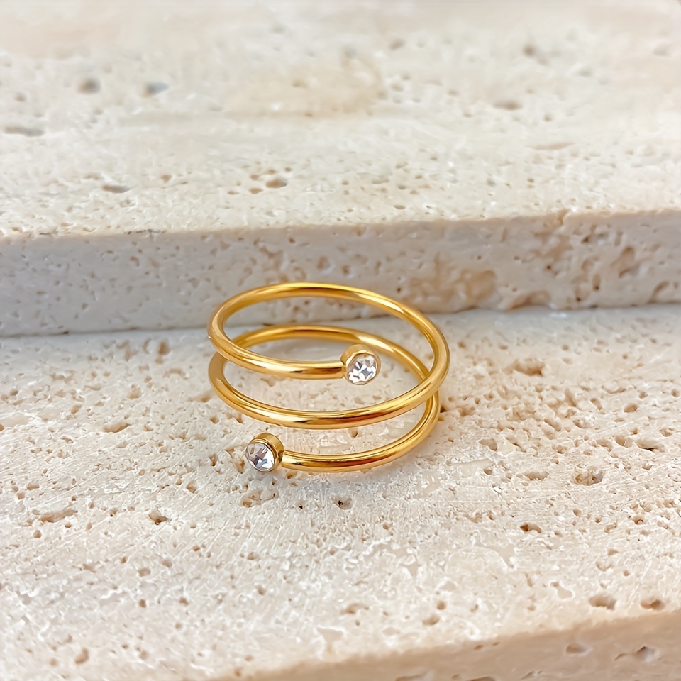 Carnival Stainless Steel Twisted Band Ring with Sparkling Artificial Stone
